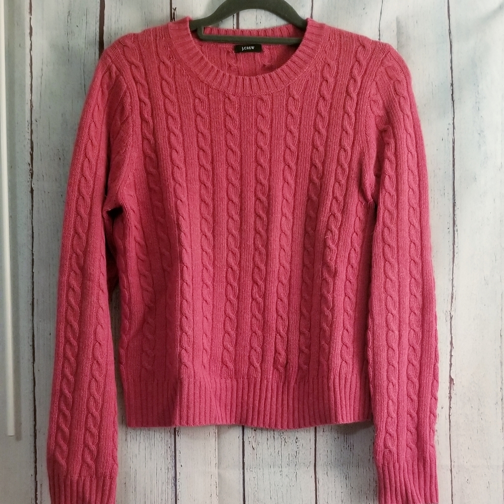 J.Crew Y2K Cashmere blend PINK Cable Knit Sweater